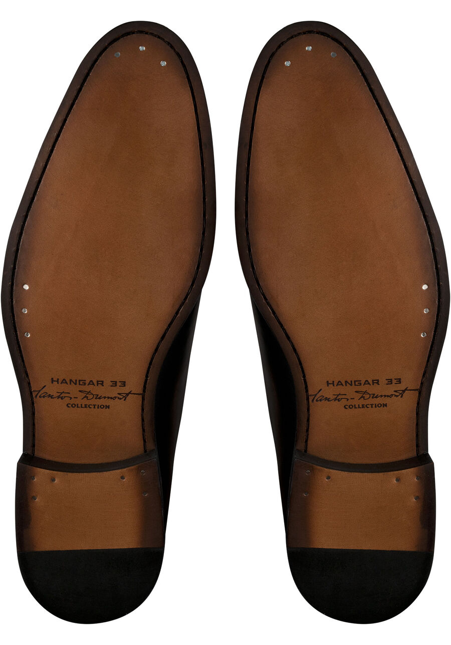 Sapato de couro sem costura Santos Dumont, PRETO, large.