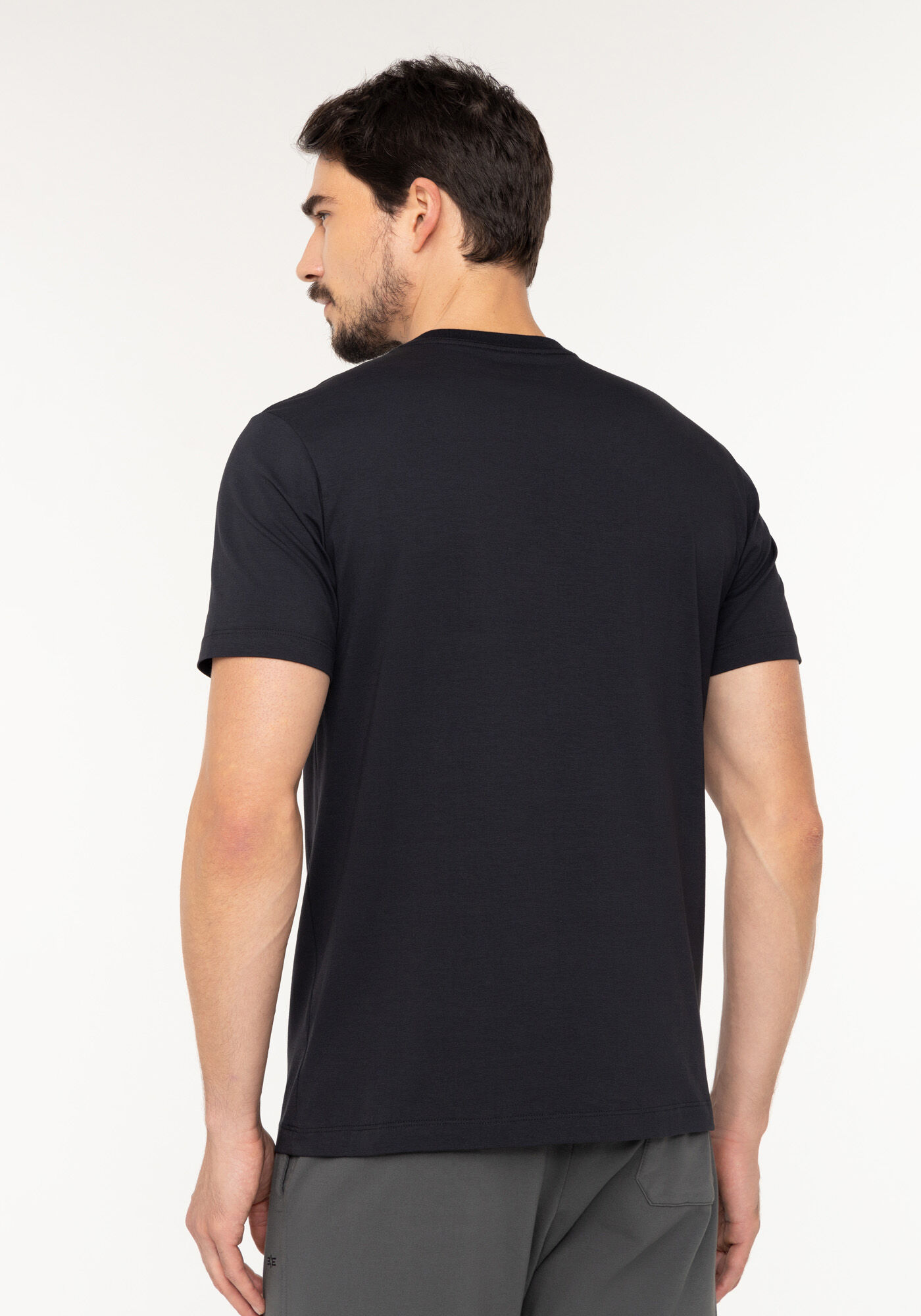 Camiseta Em Malha De Algod&atilde;o E Elastano Com Estampa Local, PRETO, large.