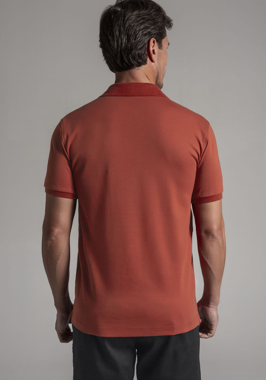 Camisa Polo Masculina em Malha Suedine Premium, LARANJA BRIGHT. Camisa Polo Masculina em Malha Suedine Premium, LARANJA BRIGHT, large.