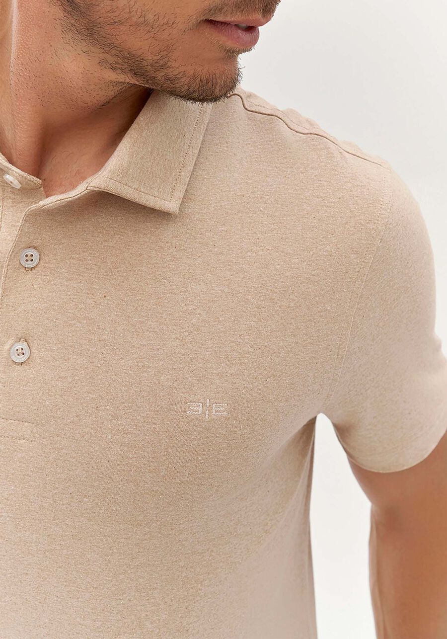 Camisa Polo Masculina em Malha Terra Sustentável, BEGE ZUCCA. Camisa Polo Masculina em Malha Terra Sustentável, BEGE ZUCCA, large.