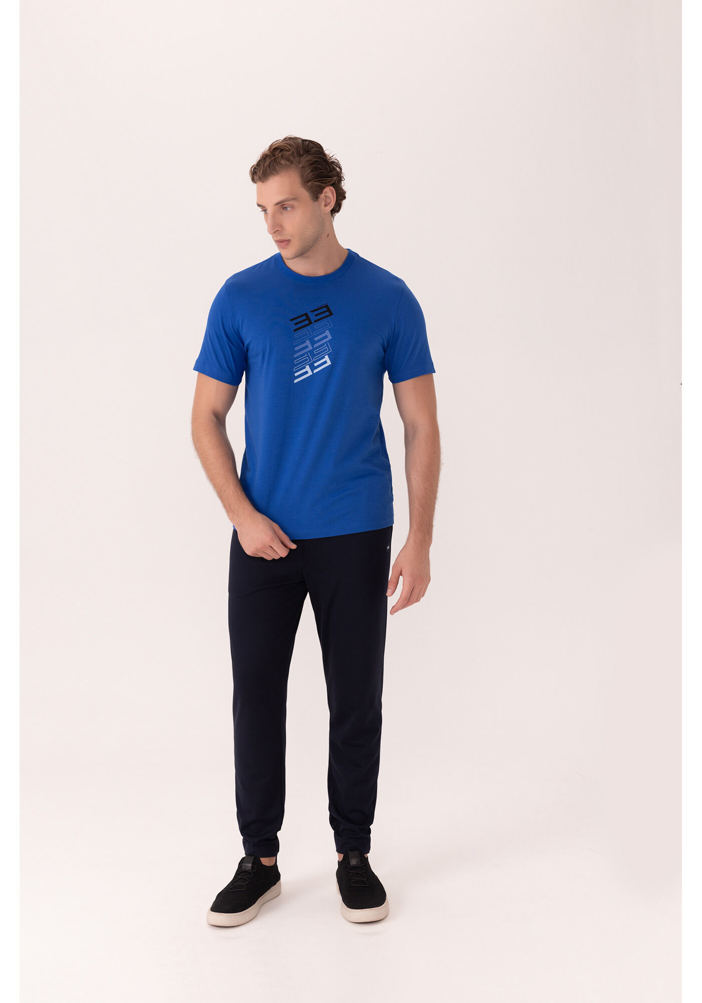 Camiseta Com Estampa Em Malha De Algod&atilde;o Com Elastano, AZUL SPECTRUM, large.