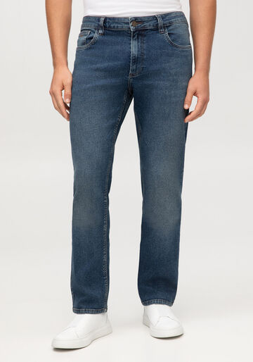 Calça Jeans Masculina Reta Escura, JEANS. Calça Jeans Masculina Reta Escura, JEANS, large.