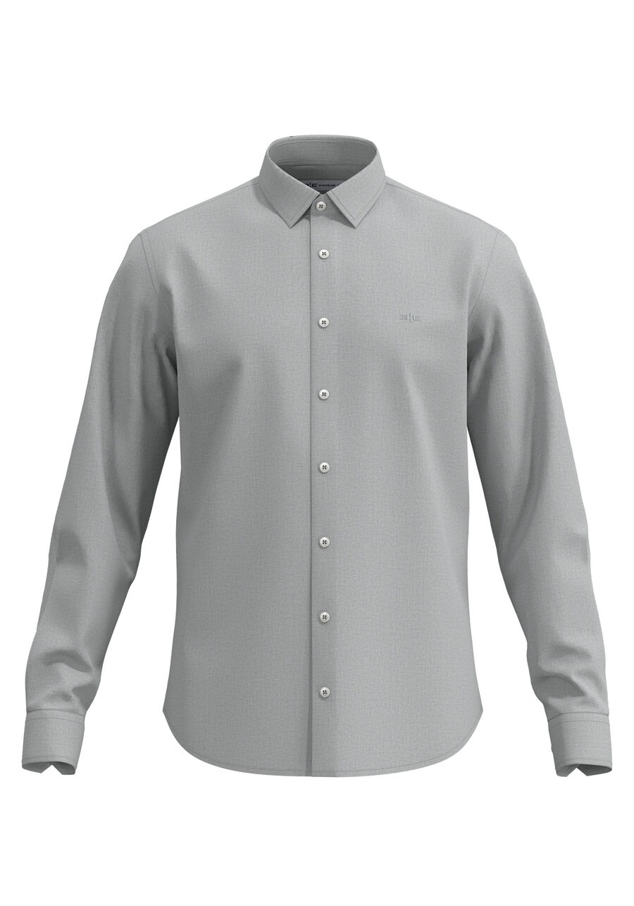 Camisa Slim Fit Masculina De Manga Longa Com Botões, CINZA. Camisa Slim Fit Masculina De Manga Longa Com Botões, CINZA, large.