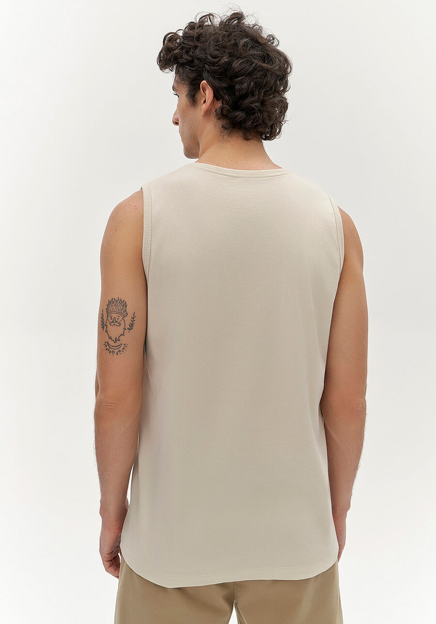 Regata Masculina em Meia Malha, BEGE SYSTEM. Regata Masculina em Meia Malha, BEGE SYSTEM, large.