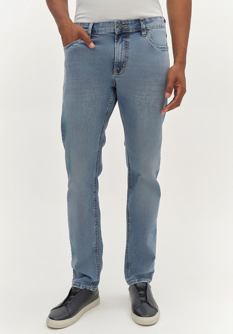 Calça Jeans Masculina Slim Marmorizada, JEANS. Calça Jeans Masculina Slim Marmorizada, JEANS, large.