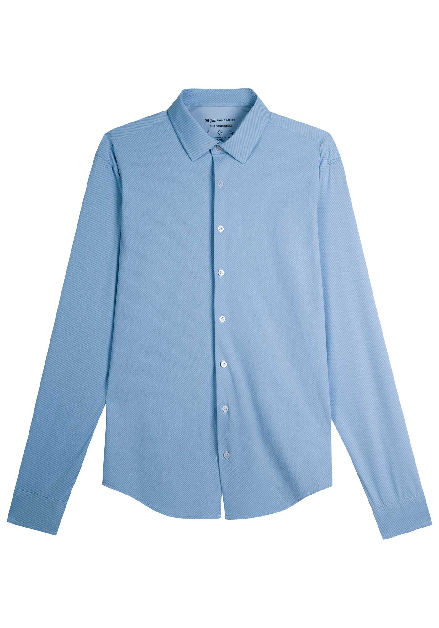 Camisa Masculina Slim Fit em Malha Tech Skin Azul, AZUL BRIGHT, large.