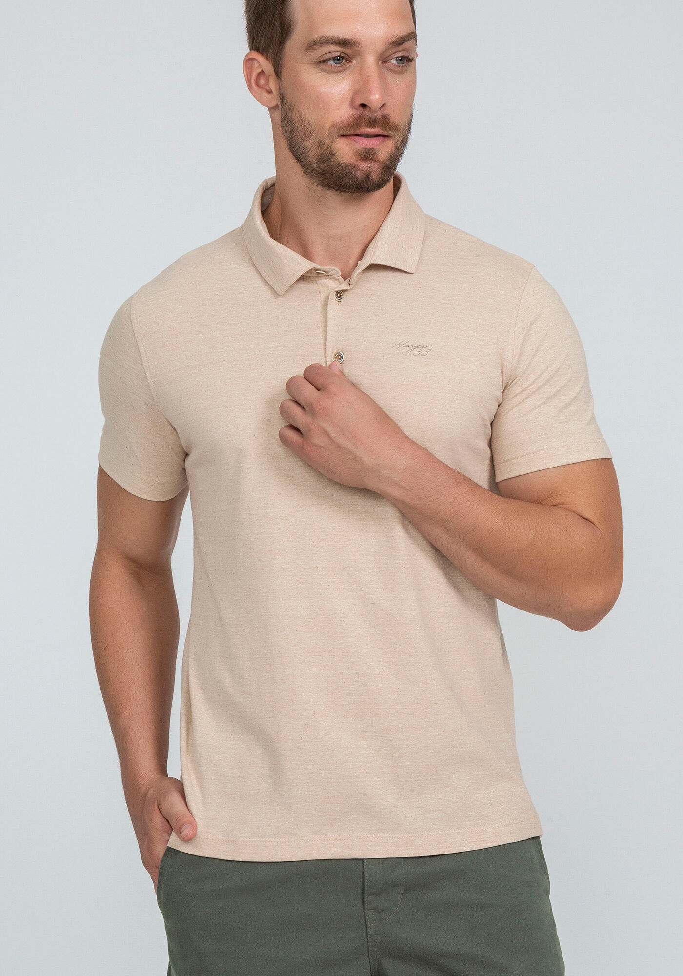 Camisa Polo Malha Terra com Retil&iacute;nea, BEGE COUNTRY, large.