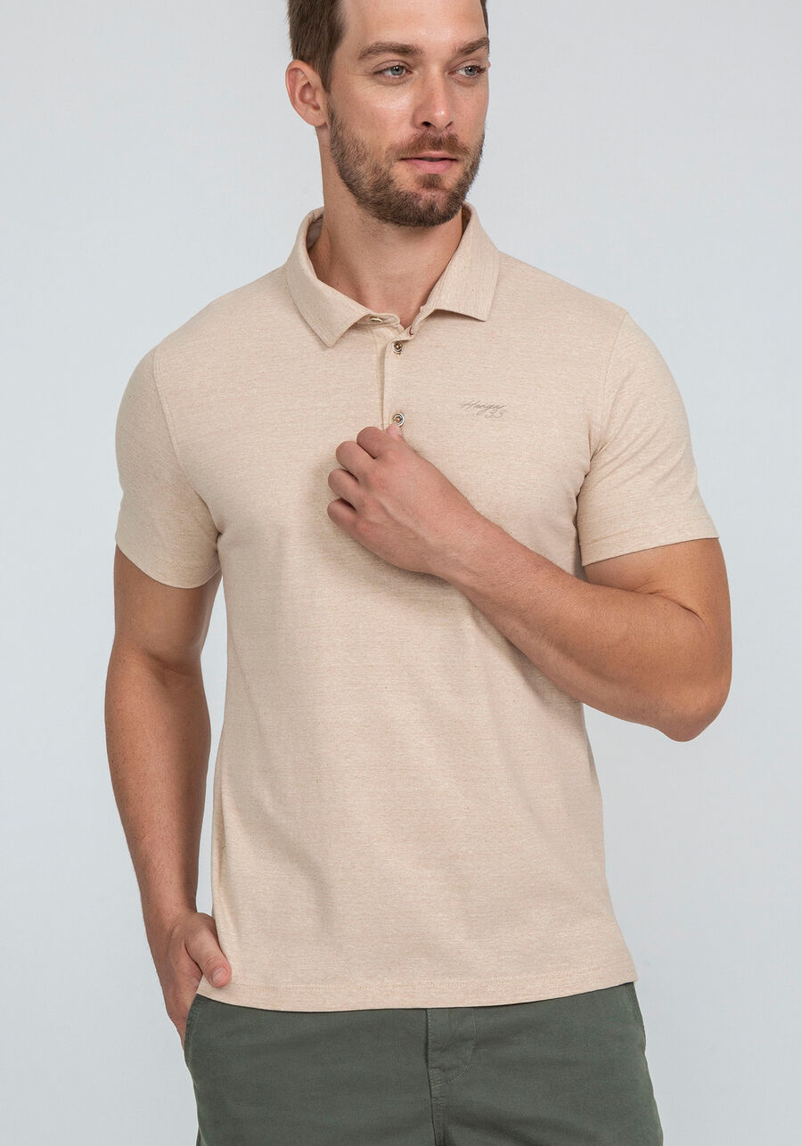 Camisa Polo Malha Terra com Retilínea, BEGE COUNTRY. Camisa Polo Malha Terra com Retilínea, BEGE COUNTRY, large.