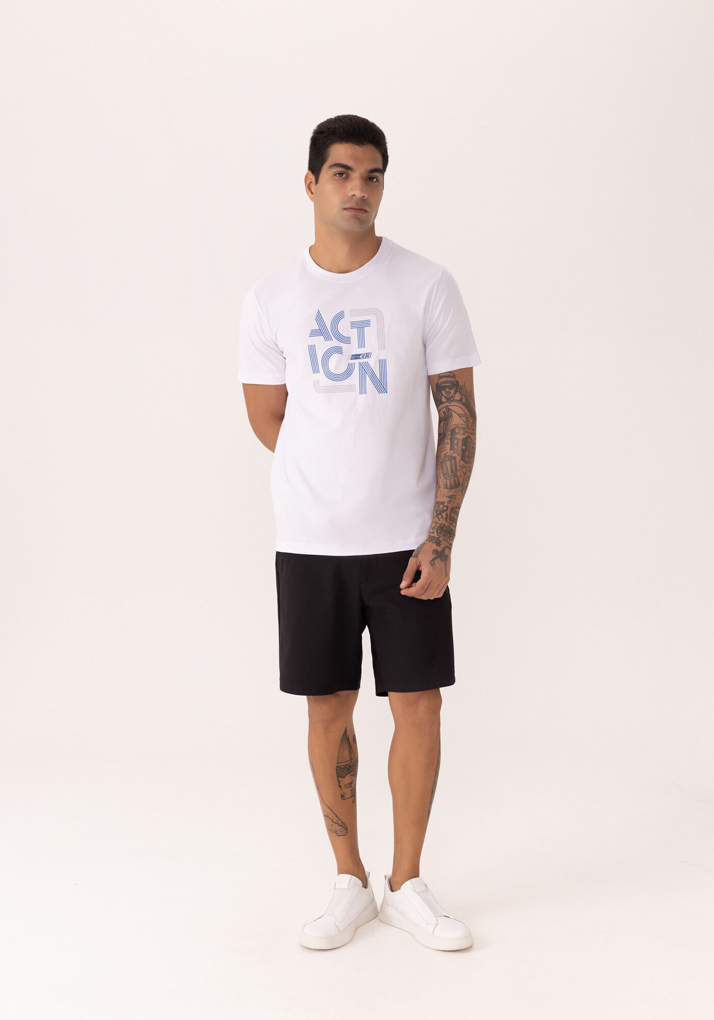 Camiseta Com Estampa Em Meia Malha De Algod&atilde;o, BRANCO, large.