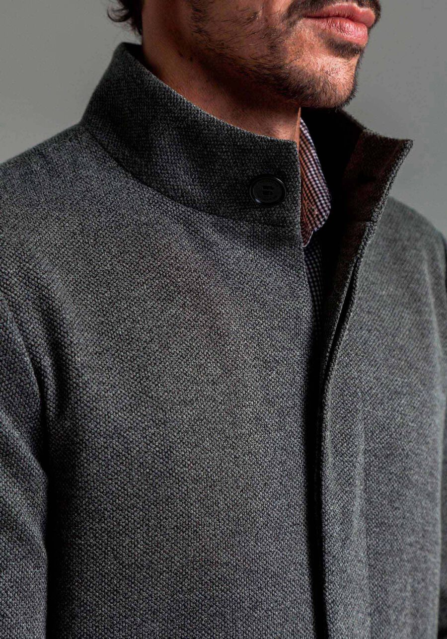 Trench Coat Masculino em Tecido Alfaiataria, CINZA NOTI. Trench Coat Masculino em Tecido Alfaiataria, CINZA NOTI, large.