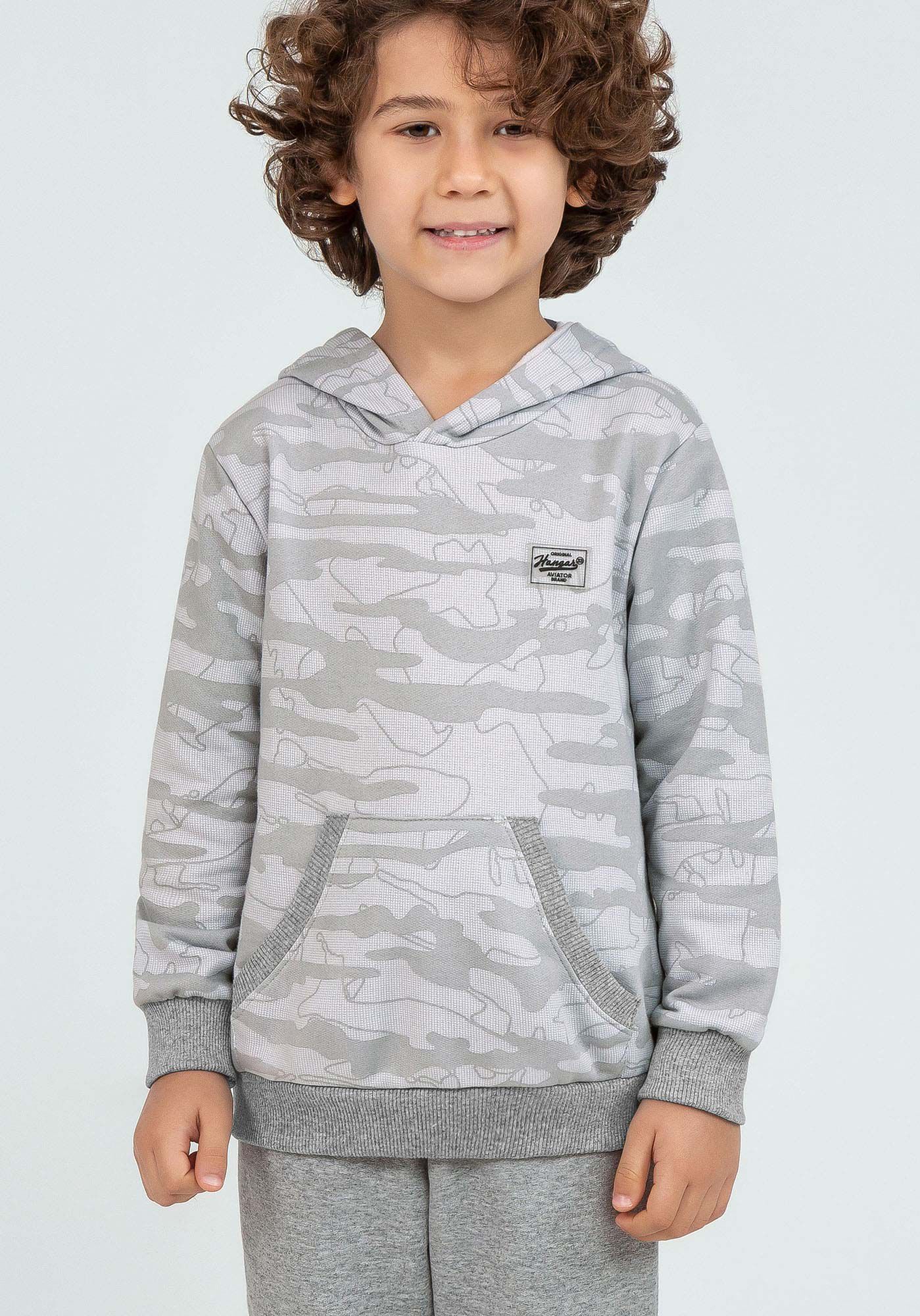 Blus&atilde;o Camuflado em Moletom Tal Pai Tal Filho Infantil, GRID CINZA, large.
