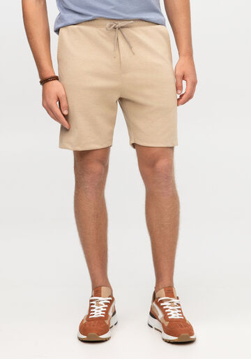 Bermuda Masculina em Malha Jacquard, BEGE GINGER. Bermuda Masculina em Malha Jacquard, BEGE GINGER, large.