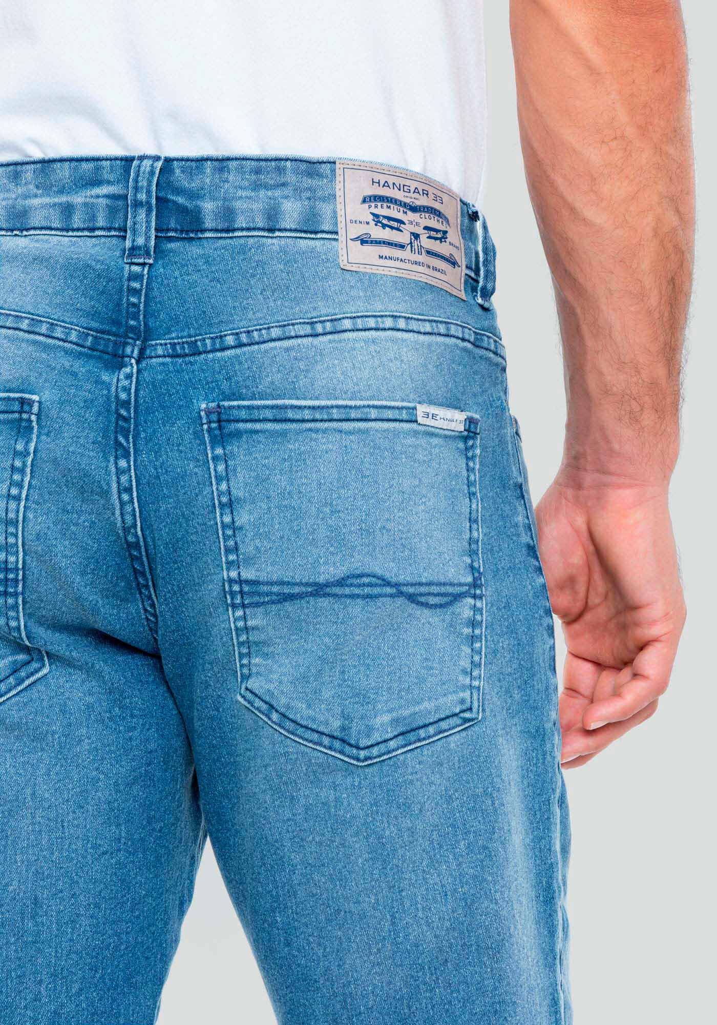 Cal&ccedil;a Jeans Reta Radial Com Bolsos Funcionais E Elastano, JEANS, large.