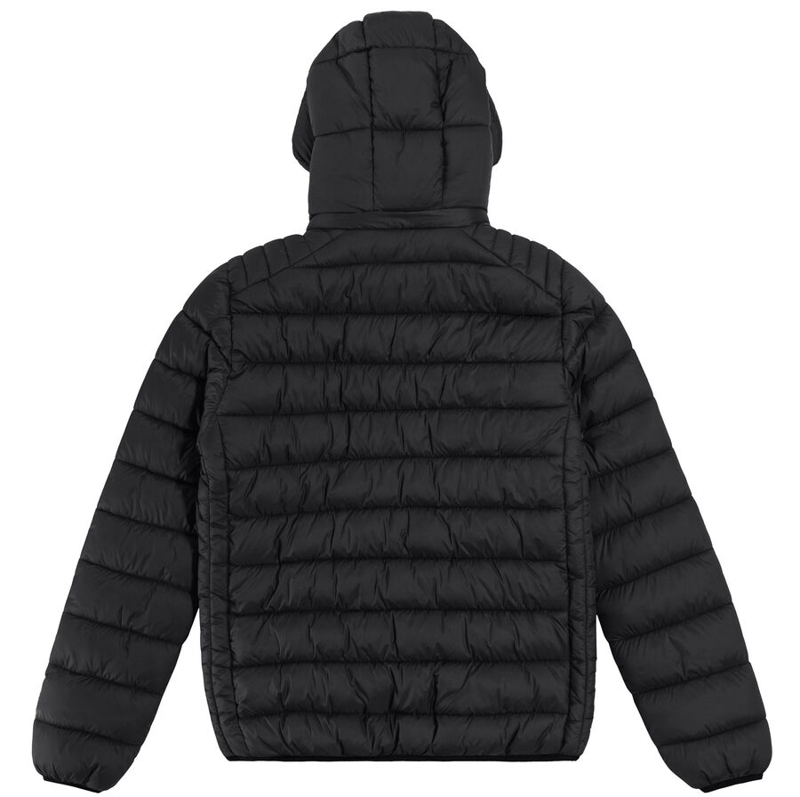 Jaqueta Puffer Em Nylon Com Capuz Removível Big & Tall, PRETO REATIVO. Jaqueta Puffer Em Nylon Com Capuz Removível Big & Tall, PRETO REATIVO, large.