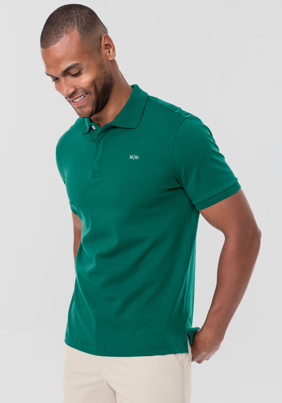 Camisa Polo Masculina em Malha Suedine, VERDE GLIMMER. Camisa Polo Masculina em Malha Suedine, VERDE GLIMMER, large.
