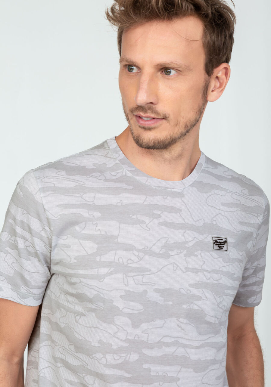 Camiseta CAMU em Malha Tal Pai Tal Filho, GRID CINZA. Camiseta CAMU em Malha Tal Pai Tal Filho, GRID CINZA, large.