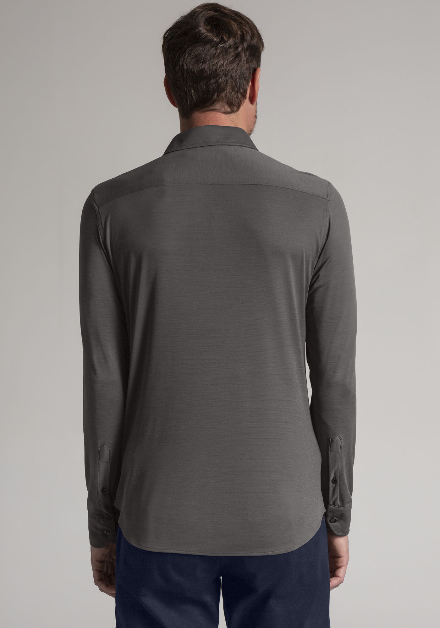 Camisa Masculina Slim Fit em Malha Tech Skin, CINZA NOTI, large.