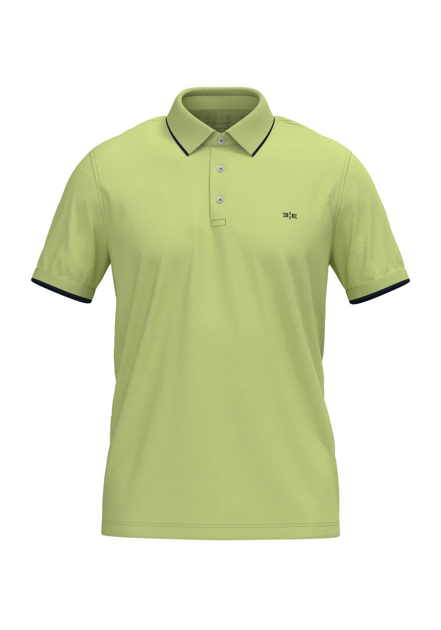 Camisa Polo Com Botões Em Malha De Algodão Responsável, VERDE NAMIBIA. Camisa Polo Com Botões Em Malha De Algodão Responsável, VERDE NAMIBIA, large.