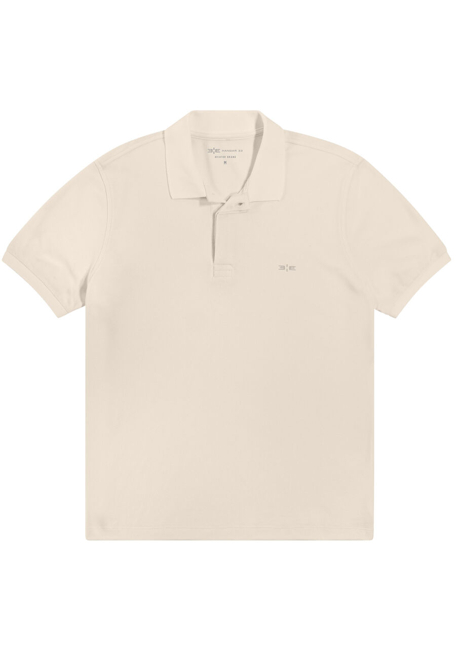 Camisa Polo Masculina em Malha Piquet Pima, BEGE GINGER, large.