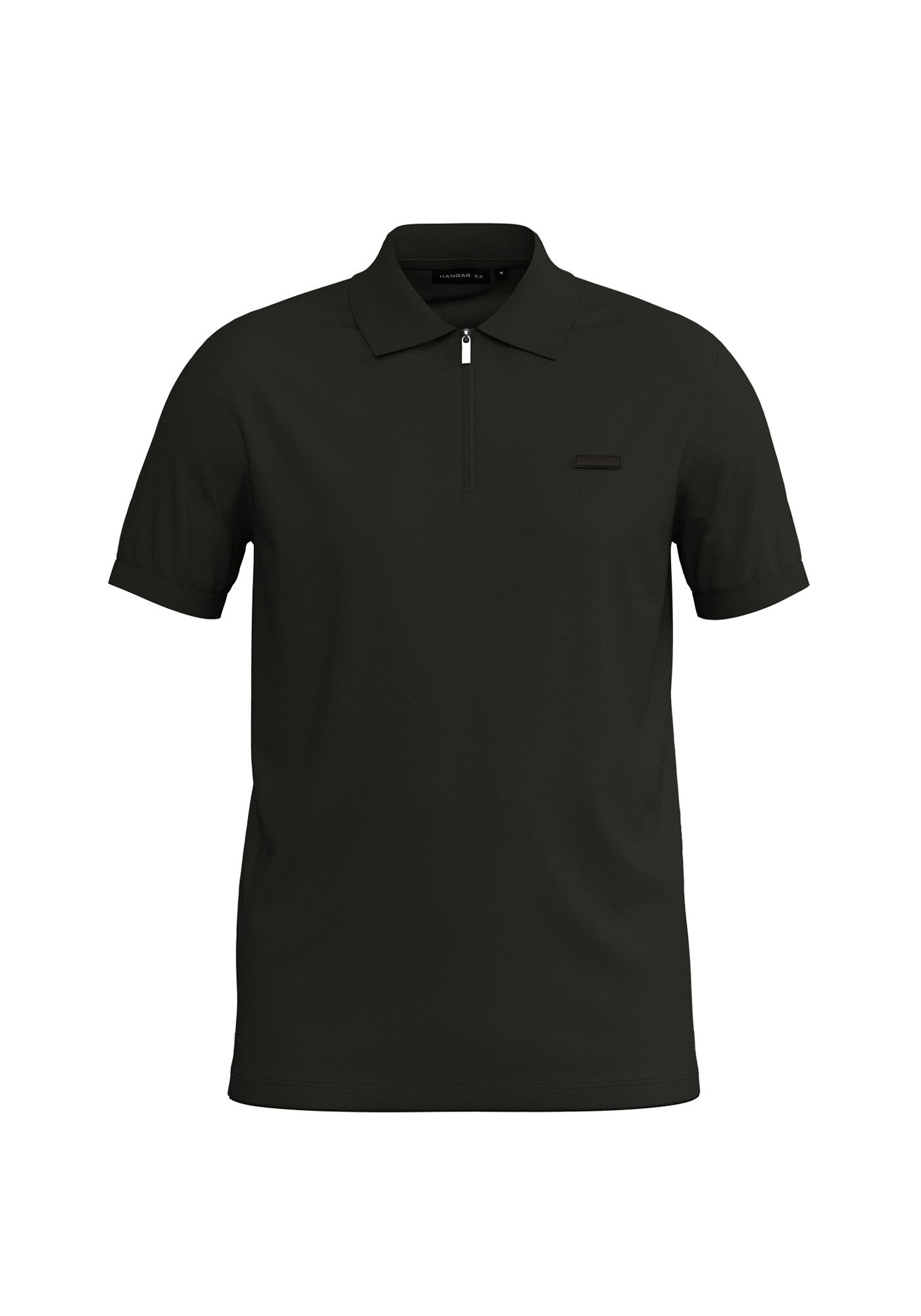 Camisa Polo De Mangas Curtas Com Z&iacute;per, PRETO REATIVO, large.