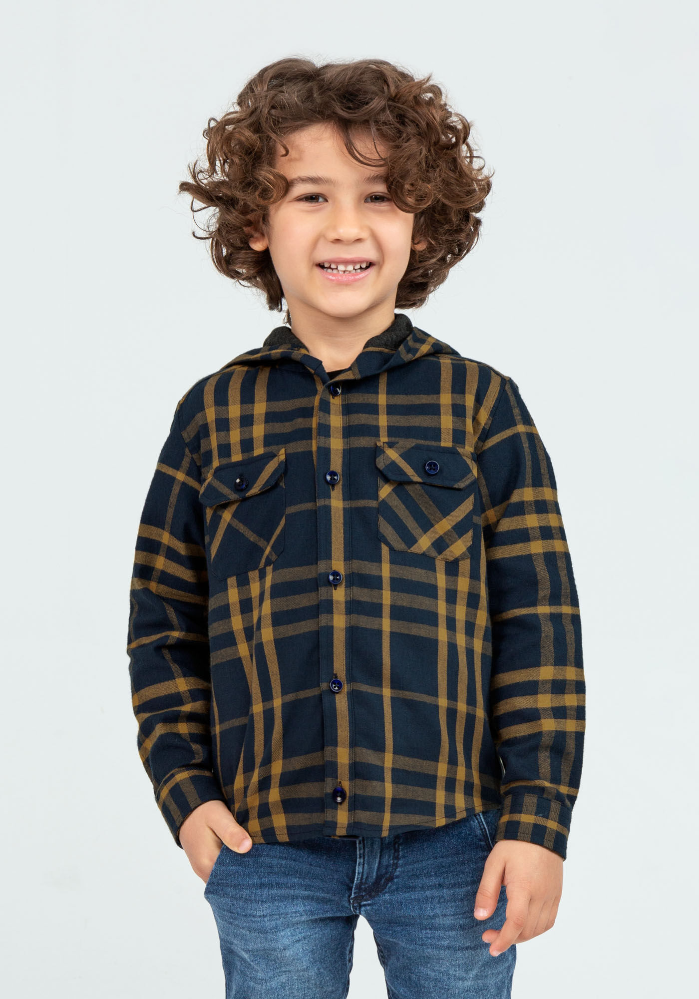 Camisa Xadrez em Flanela Tal Pai Tal Filho Infantil, MARROM TILE, large.