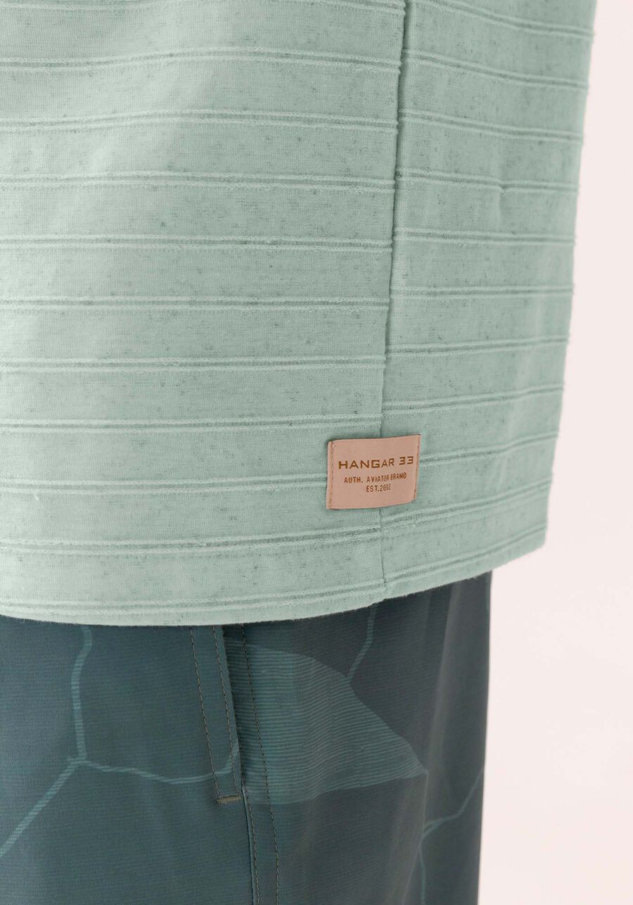 Camiseta De Mangas Curtas Em Malha Com Linho, AZUL BUBBLE. Camiseta De Mangas Curtas Em Malha Com Linho, AZUL BUBBLE, large.