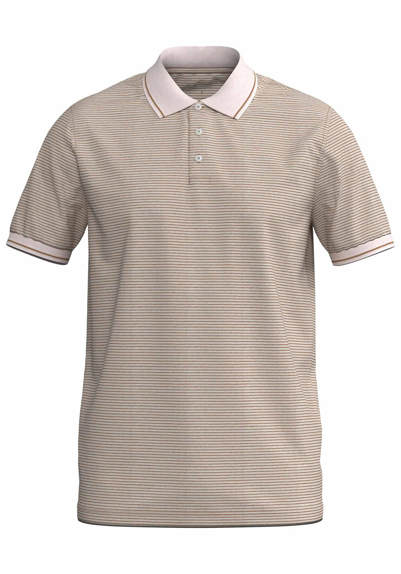 Camisa Polo Masculina em Malha Piquet Listrada, BEGE FUSION, large.