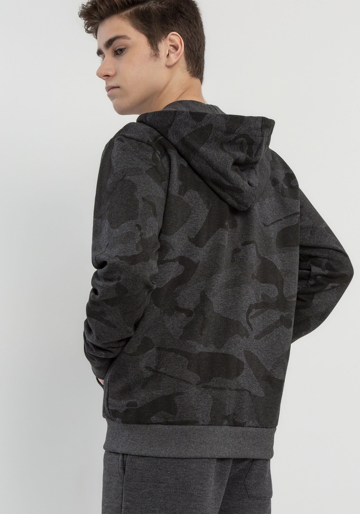 Jaqueta Camuflada com Capuz, PRETO REATIVO, large.