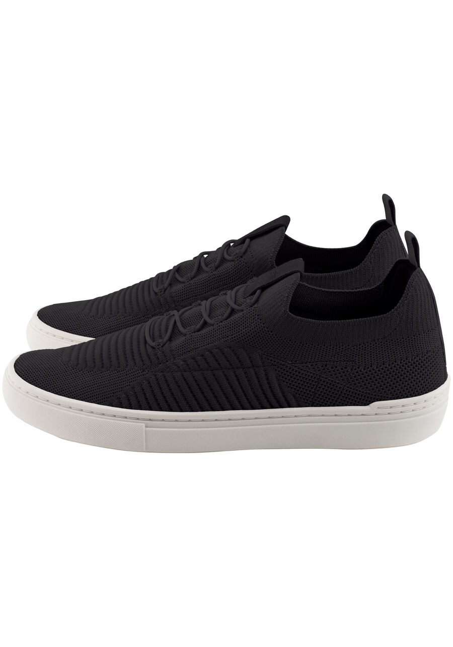 Tênis Masculino Knit com Recortes, PRETO REATIVO. Tênis Masculino Knit com Recortes, PRETO REATIVO, large.