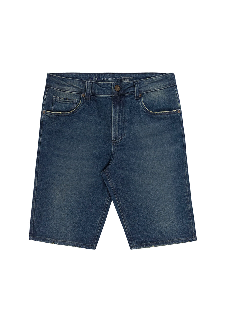 Bermuda Jeans com Elastano Reta, JEANS. Bermuda Jeans com Elastano Reta, JEANS, large.