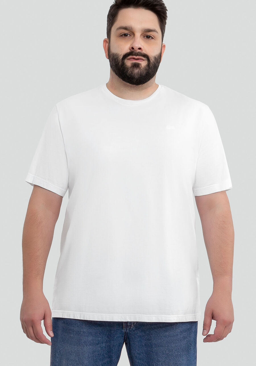 Camiseta Masculina em Malha Clássica Big & Tall, BRANCO, large.