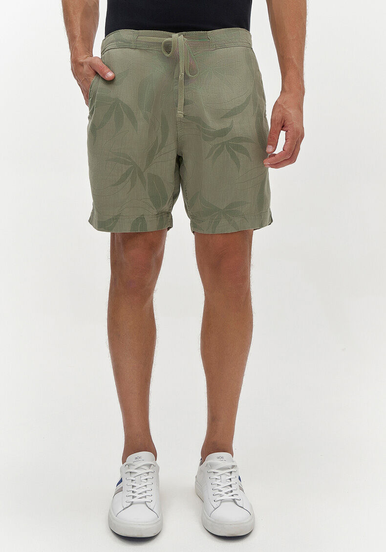 Shorts Jogging Masculino Em Sarja Com Bolsos E Cadar&ccedil;o, VERDE CORAL, large.