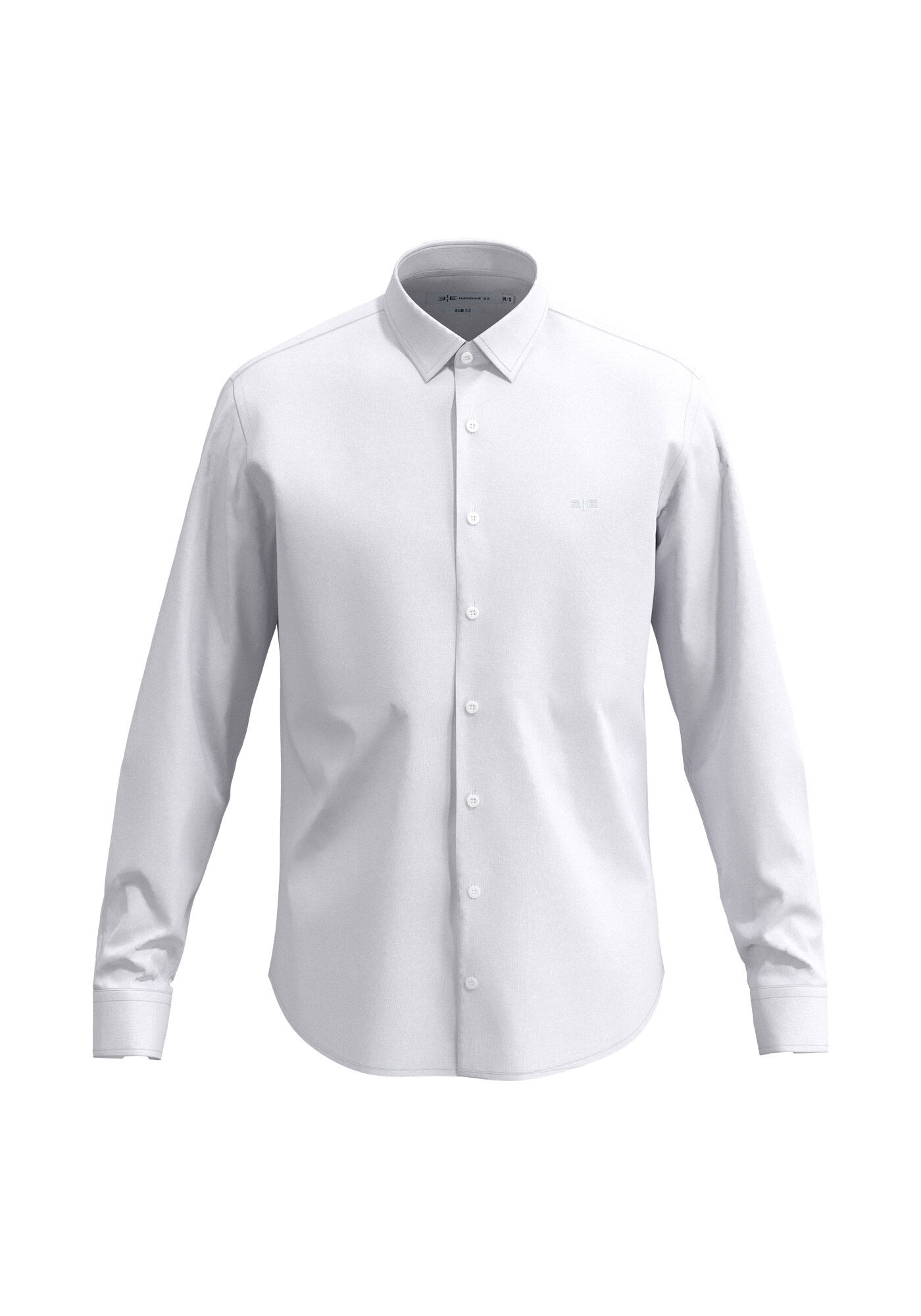 Camisa De Mangas Longas Em Algod&atilde;o Mercerizado Com Elastano, BRANCO, large.