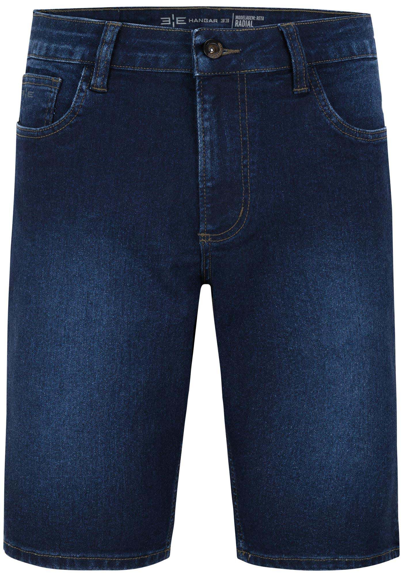 Bermuda Jeans Reta Radial Masculina Com Bolsos E Elastano, JEANS, large.