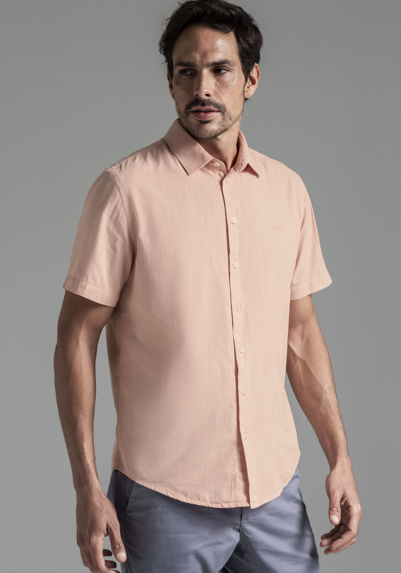 Camisa Manga Curta Masculina Flam&ecirc;, SALMAO CRAVO, large.