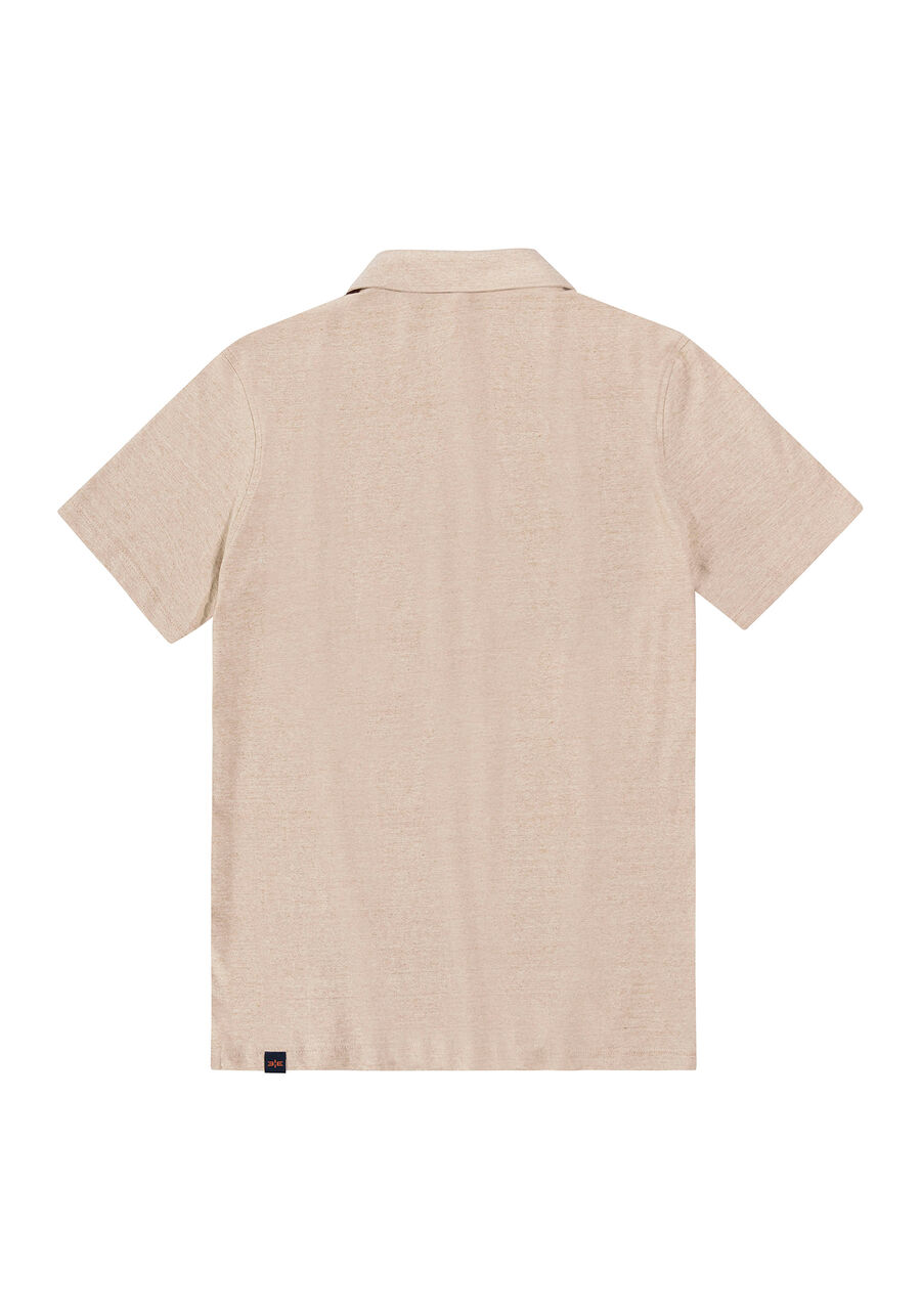 Camisa Polo Malha Terra com Retilínea, BEGE COUNTRY. Camisa Polo Malha Terra com Retilínea, BEGE COUNTRY, large.
