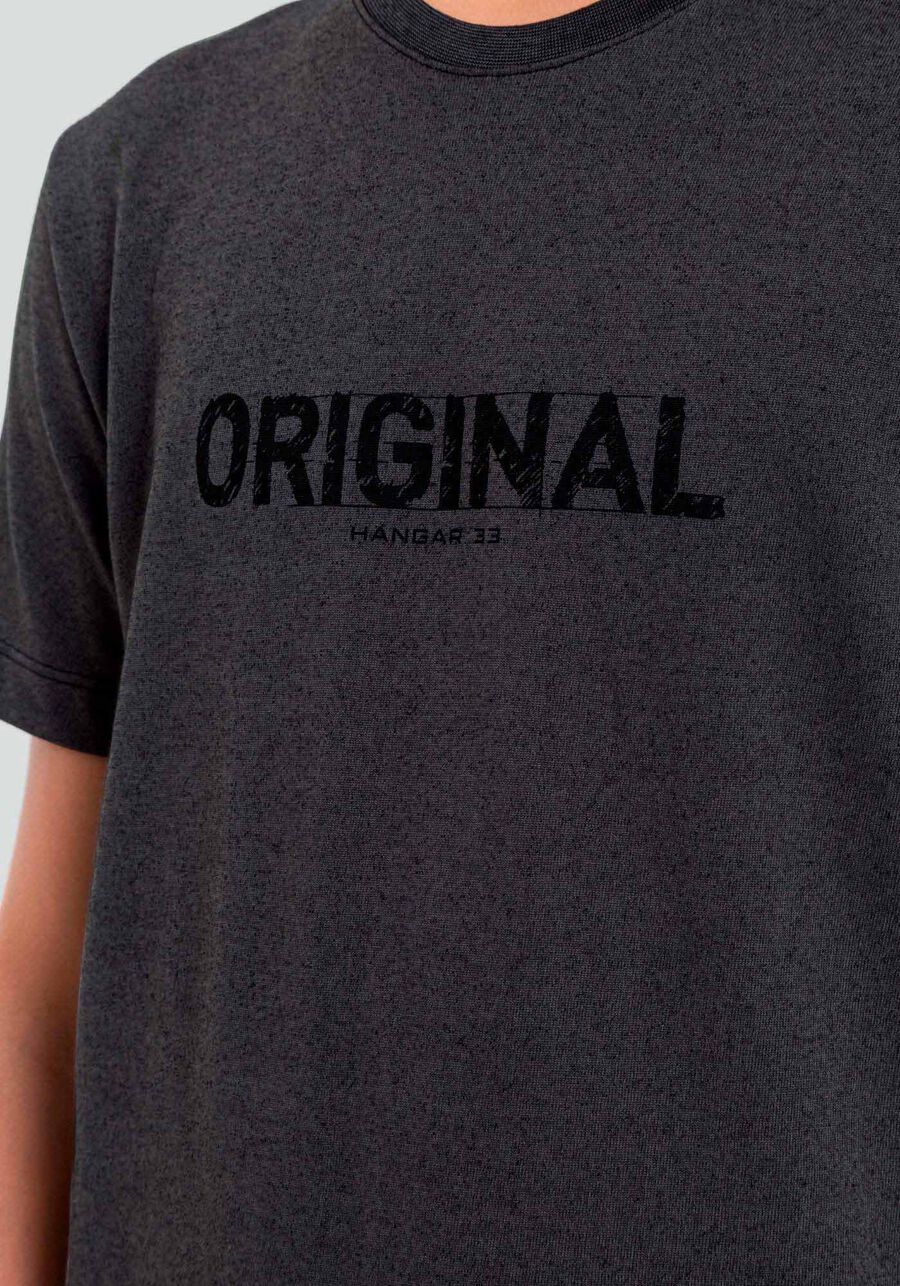 Camiseta Juvenil em Malha Estonada com Estampa, CINZA NOTI. Camiseta Juvenil em Malha Estonada com Estampa, CINZA NOTI, large.