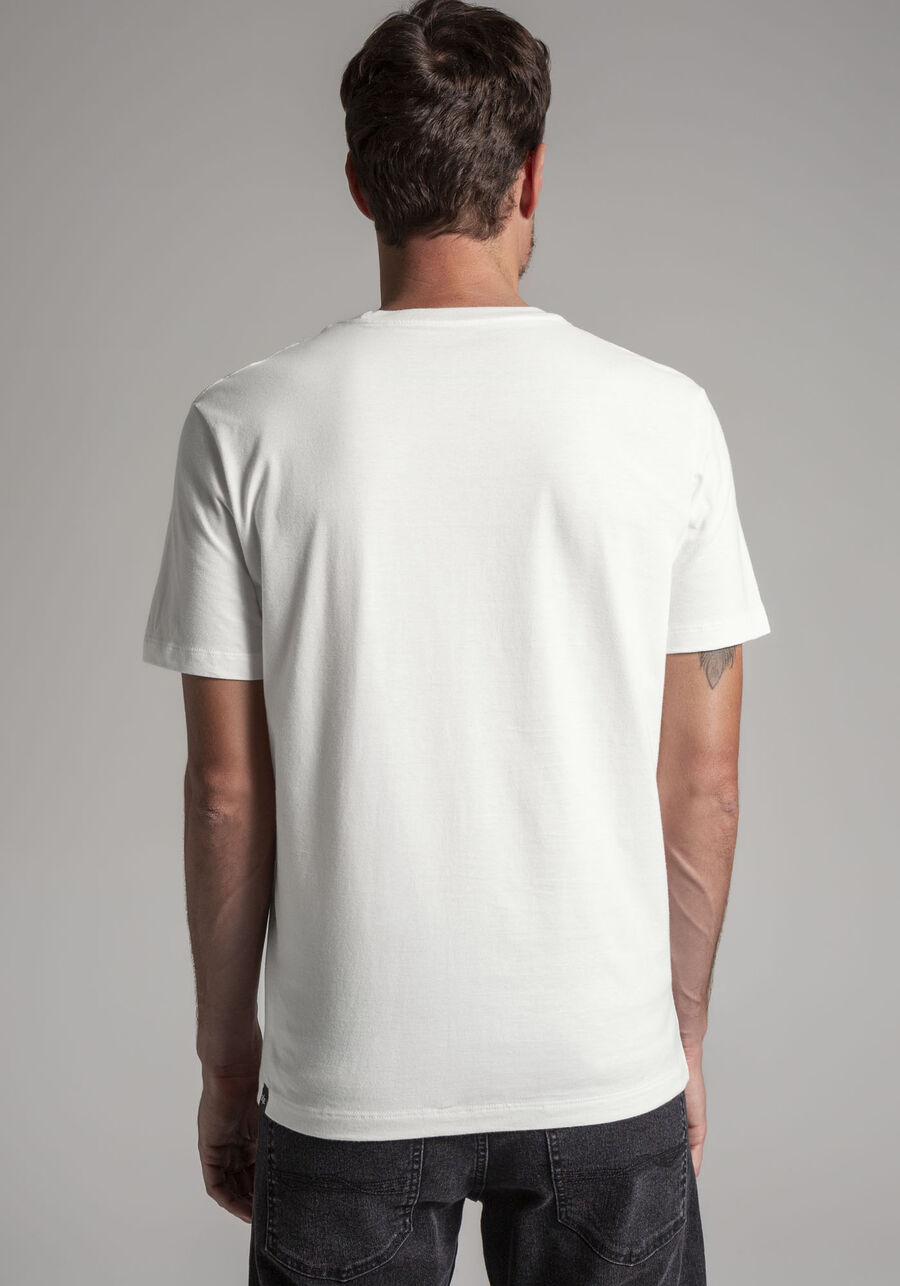 Camiseta Masculina em Malha Estampada, BRANCO OFF WHITE, large.