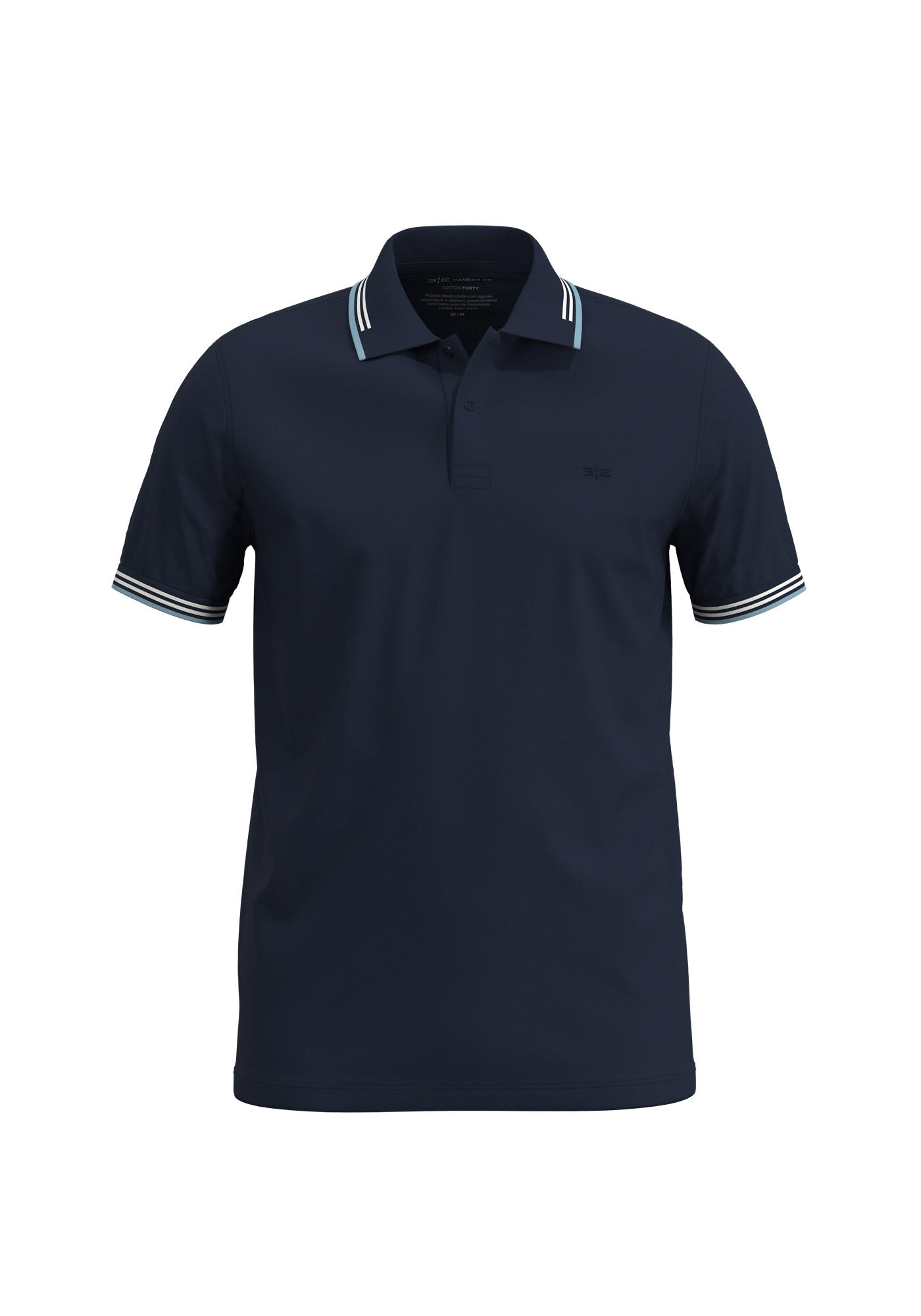 Camisa Polo De Mangas Curtas Em Malha De Algod&atilde;o E Elastano, MARINHO IMPERIO, large.