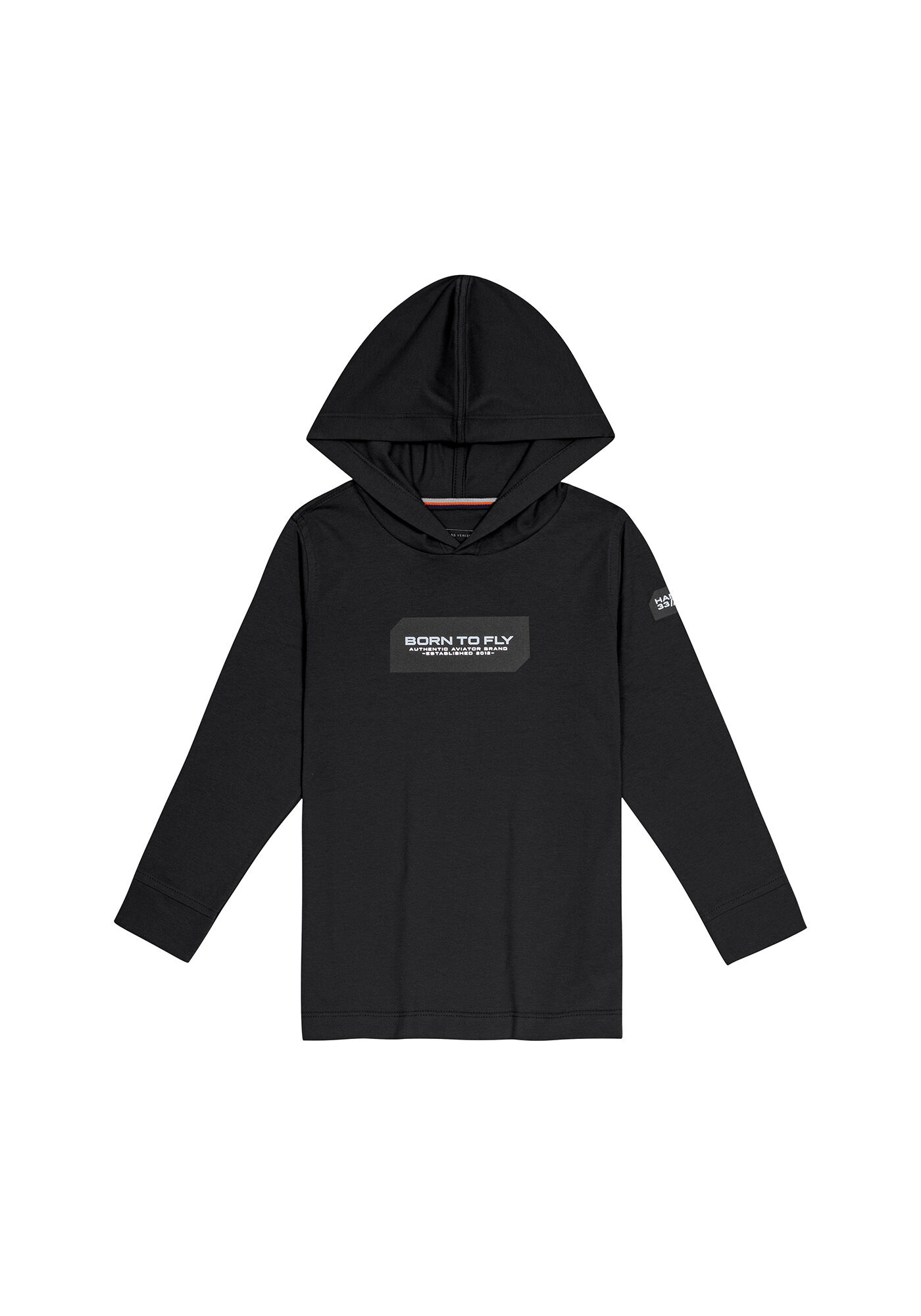 Camiseta Manga Longa Capuz, PRETO REATIVO, large.