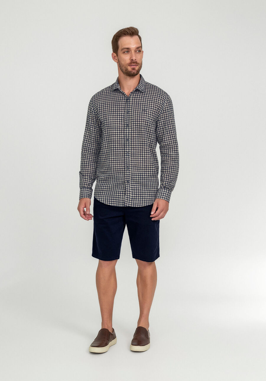 Camisa Xadrez Comfort Tecido Flamê, BEGE RUSSET. Camisa Xadrez Comfort Tecido Flamê, BEGE RUSSET, large.