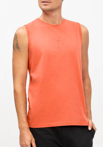 Regata Masculina em Malha Leve, LARANJA GILD. Regata Masculina em Malha Leve, LARANJA GILD, large.