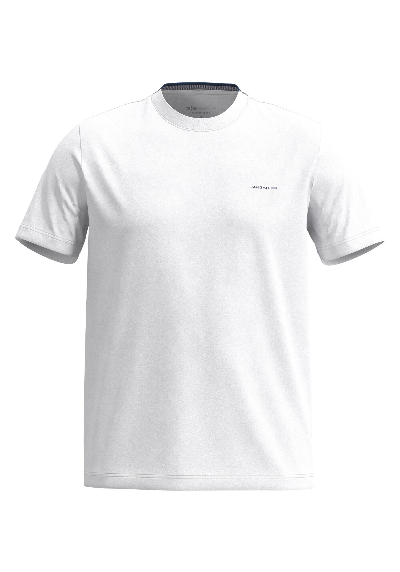 Camiseta De Manga Curta Em Meia Malha Com Retil&iacute;nea Na Gola, BRANCO, large.