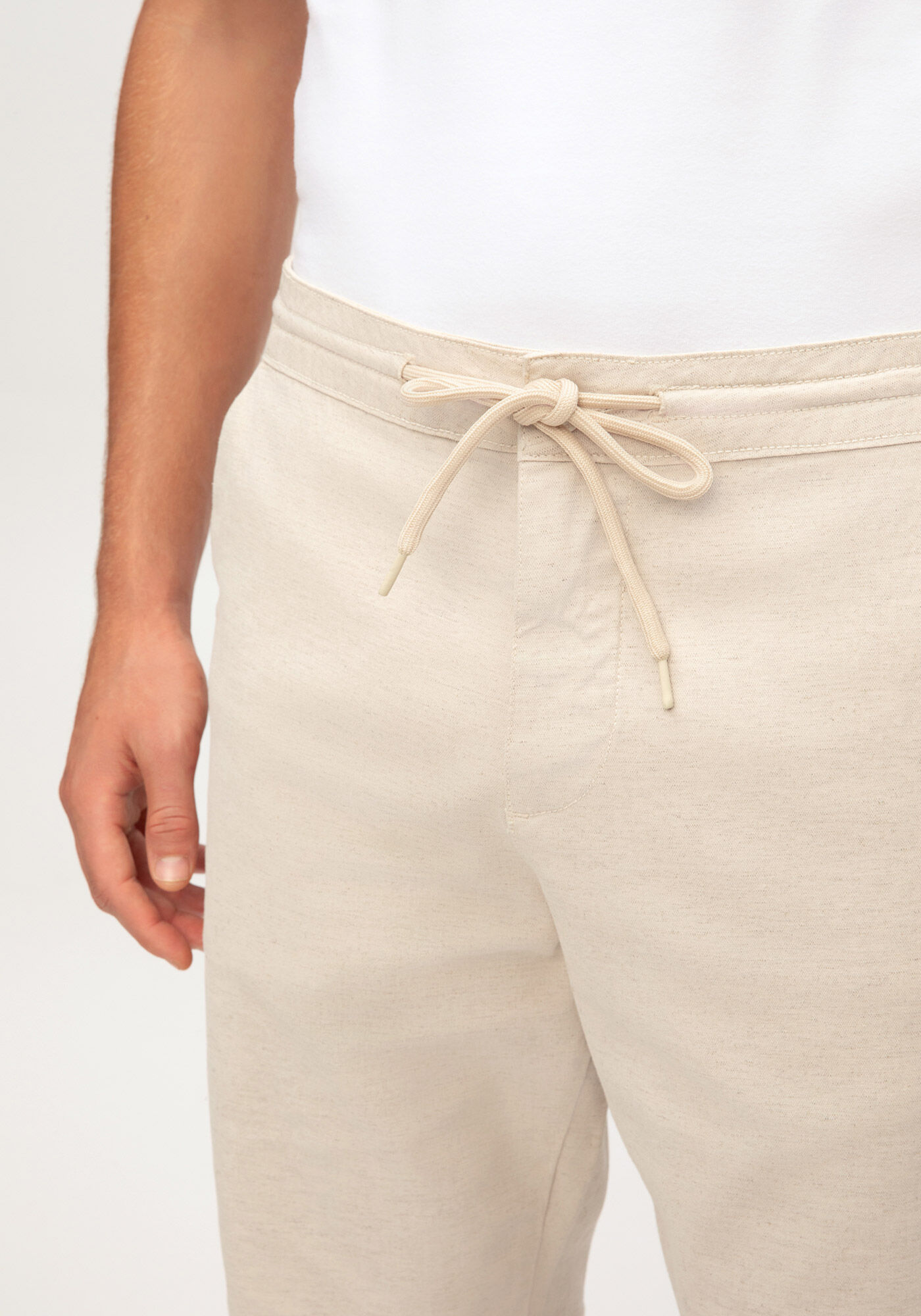 Bermuda Sarja Masculina Jogger com Cadar&ccedil;o, BEGE MARFIM, large.