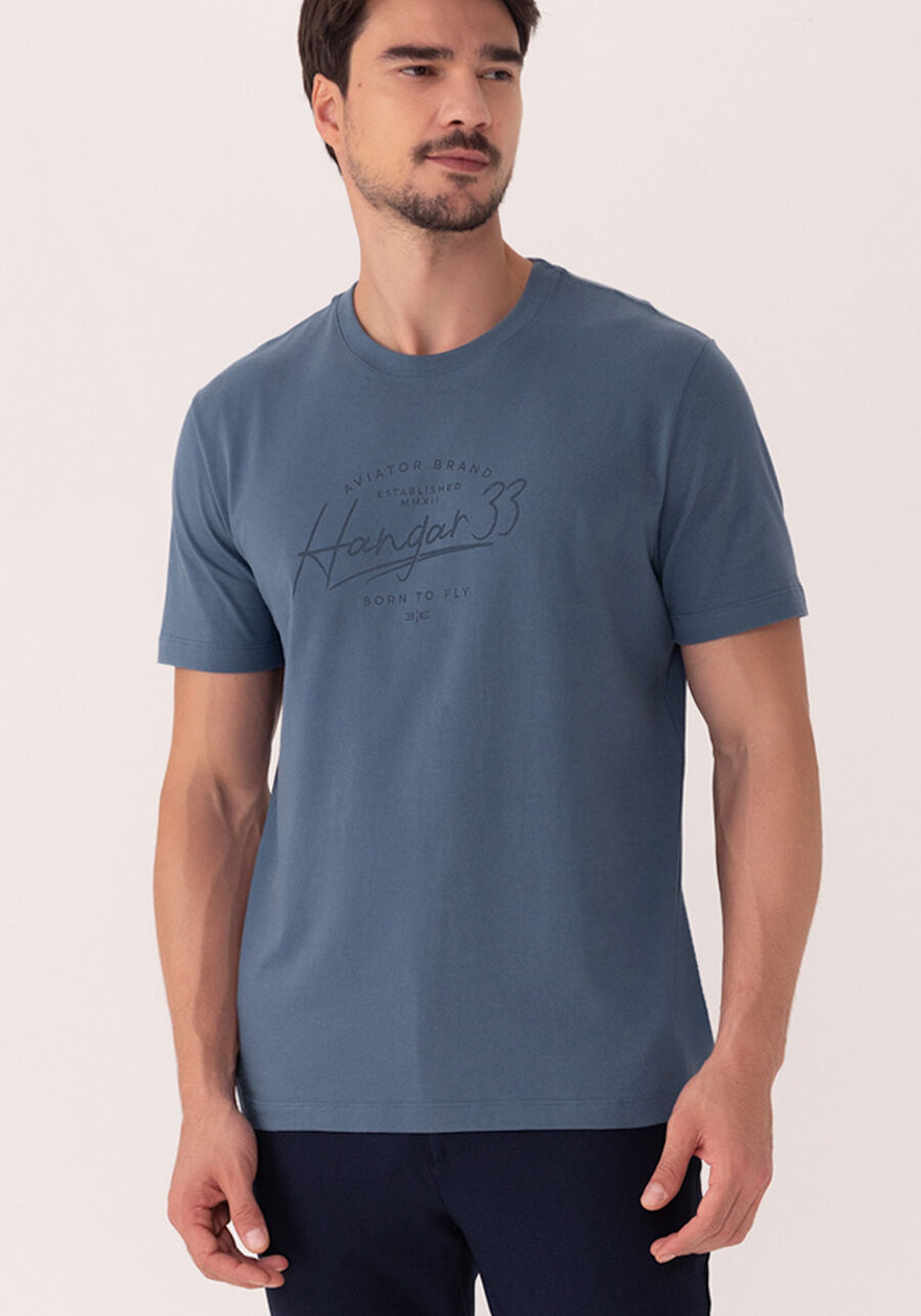 Camiseta Com Estampa Em Meia Malha De Algodão, MARINHO CRISTAL. Camiseta Com Estampa Em Meia Malha De Algodão, MARINHO CRISTAL, large.