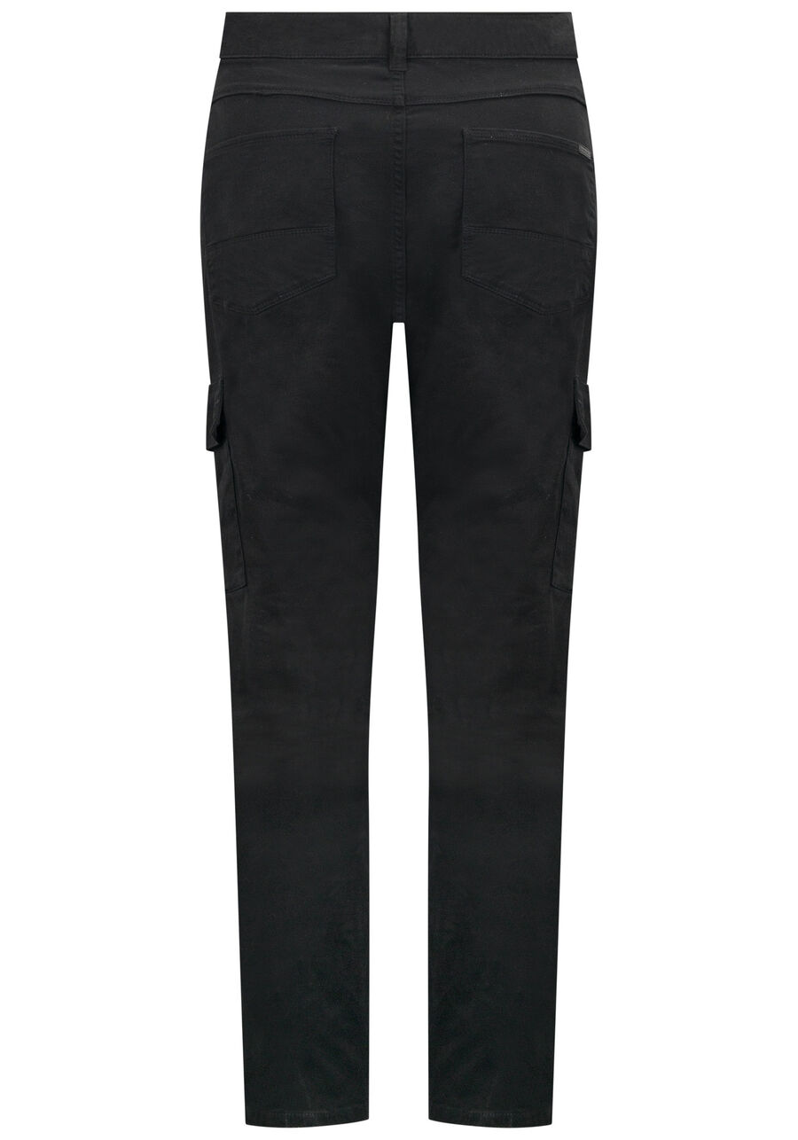 Calça Jogging Com Bolso Cargo Em Sarja Denim Malha, PRETO. Calça Jogging Com Bolso Cargo Em Sarja Denim Malha, PRETO, large.