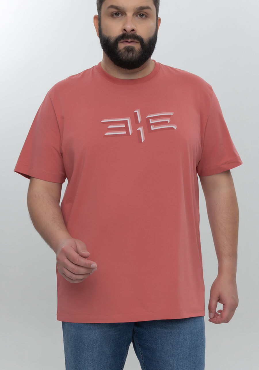 Camiseta Com Estampa Local Em Malha De Algodão Big & Tall, ROSA ASTRO. Camiseta Com Estampa Local Em Malha De Algodão Big & Tall, ROSA ASTRO, large.