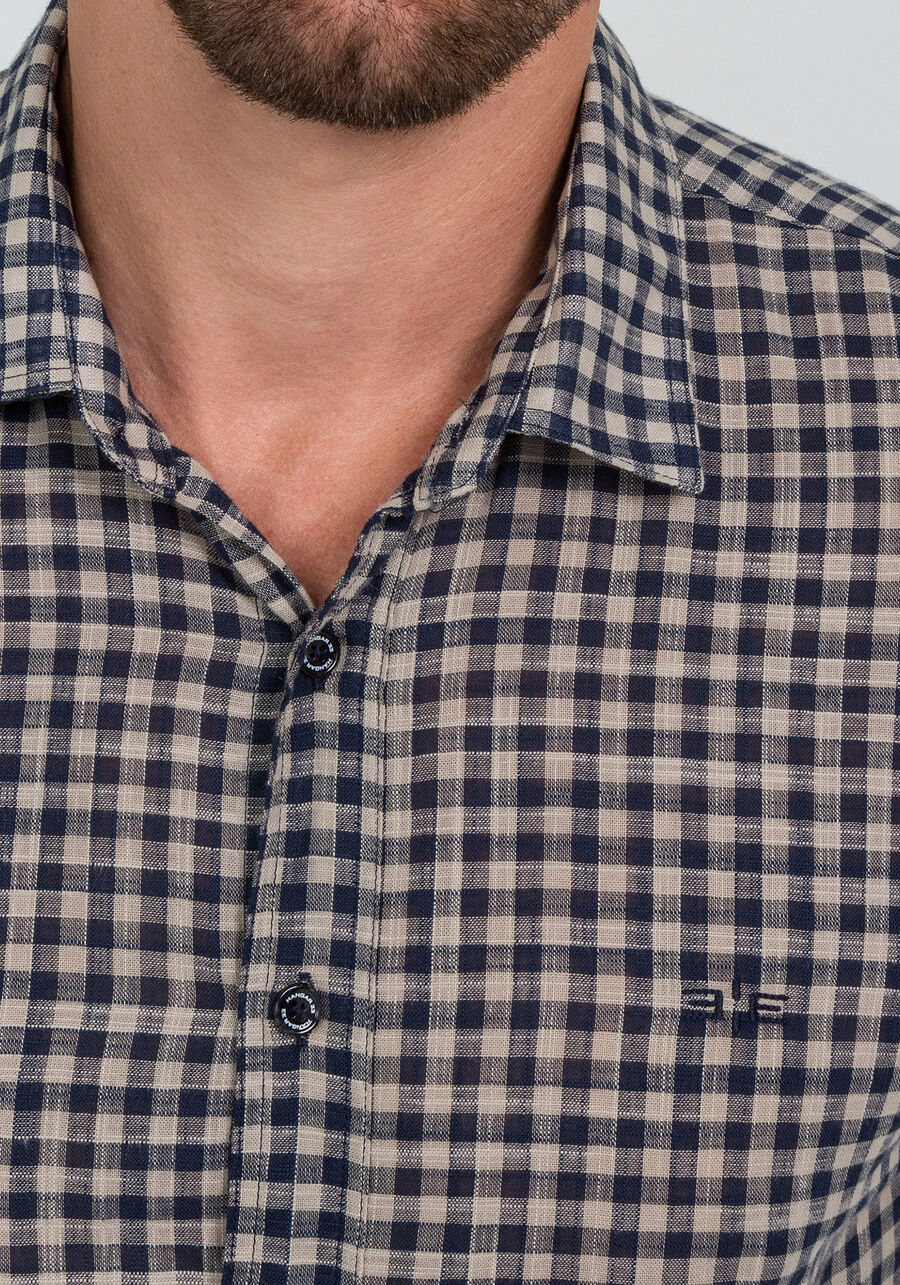 Camisa Xadrez Comfort Tecido Flamê, BEGE RUSSET. Camisa Xadrez Comfort Tecido Flamê, BEGE RUSSET, large.