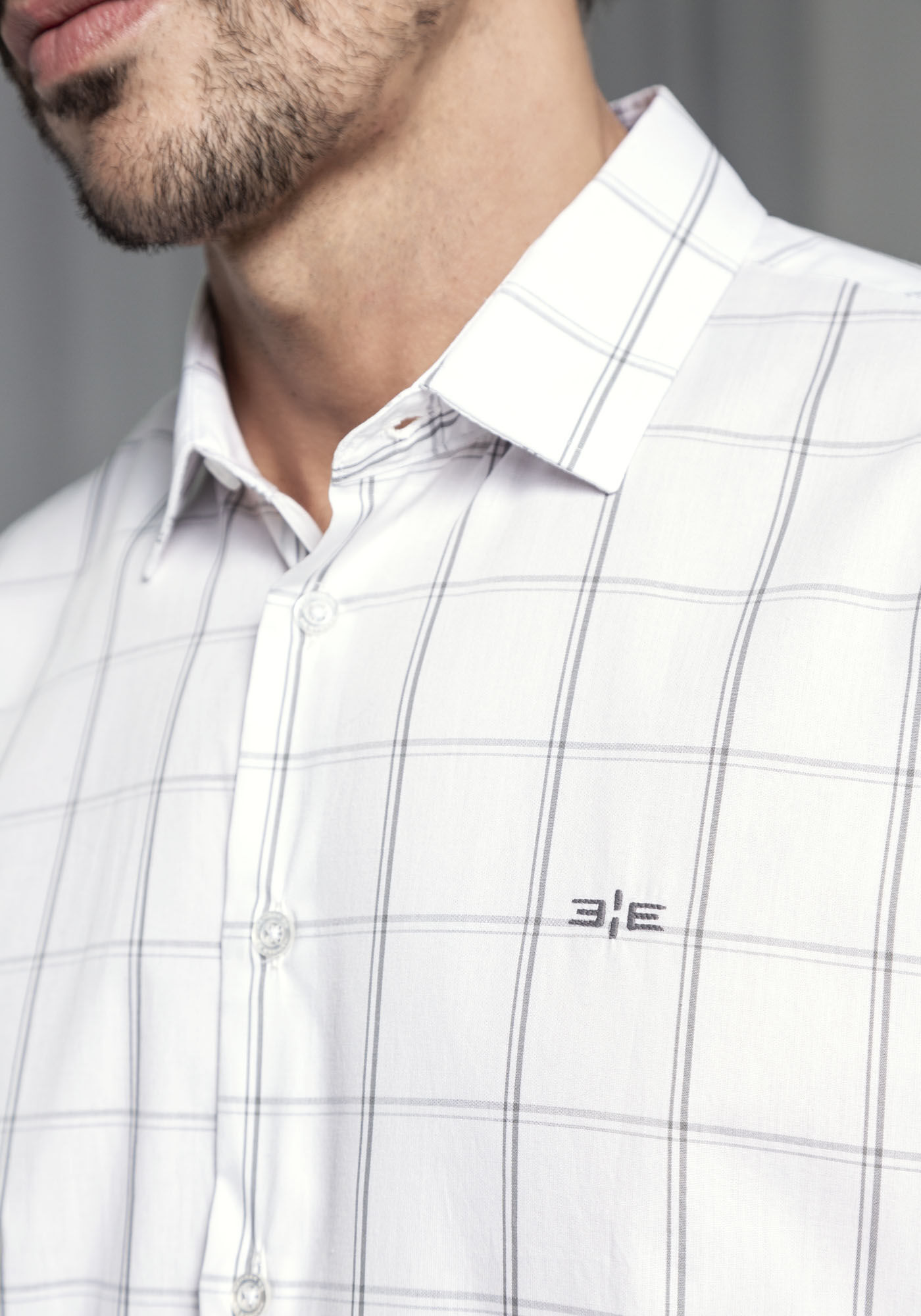 Camisa Masculina Slim FIt em Fio Eg&iacute;pcio Xadrez, BRANCO, large.