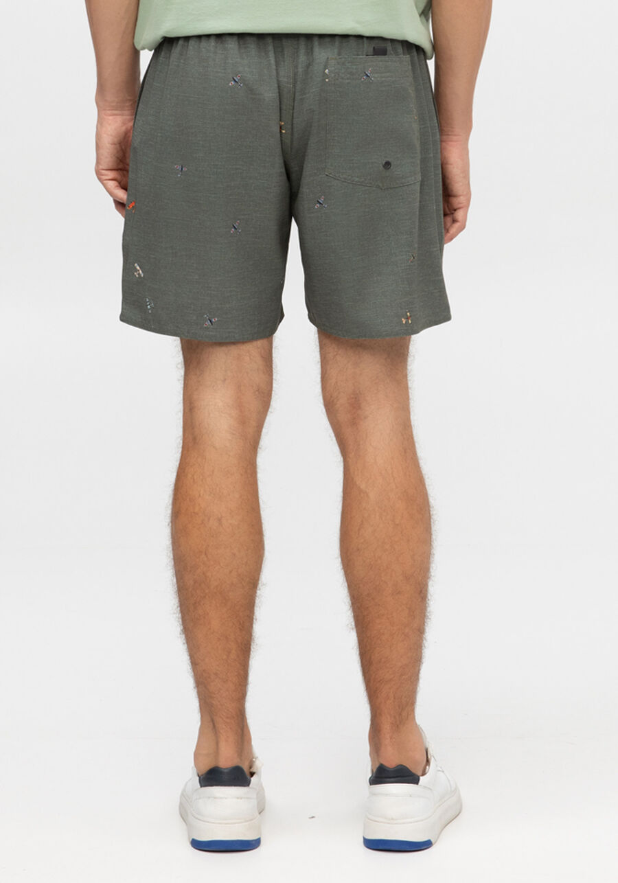 Shorts Masculino em Tecido Plano Estampado, VERDE CORAL. Shorts Masculino em Tecido Plano Estampado, VERDE CORAL, large.